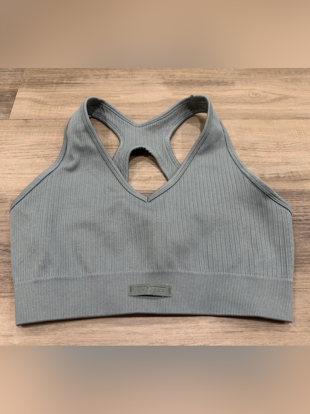 BO+TEE Personal Best V-Neck Ribbed Sports Bra